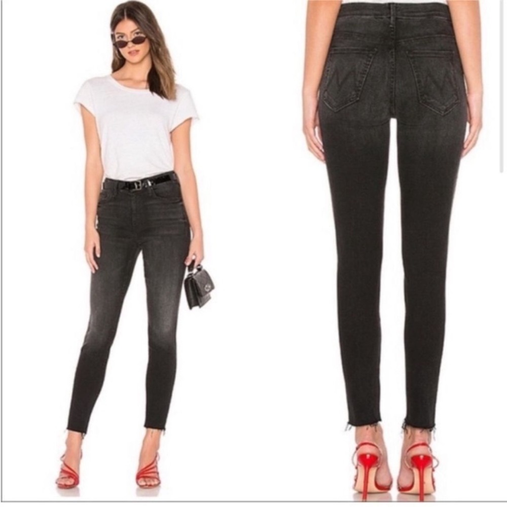 MOTHER High Waisted Looker Ankle Fray in Blackbird size 27 - Picture 2 of 16